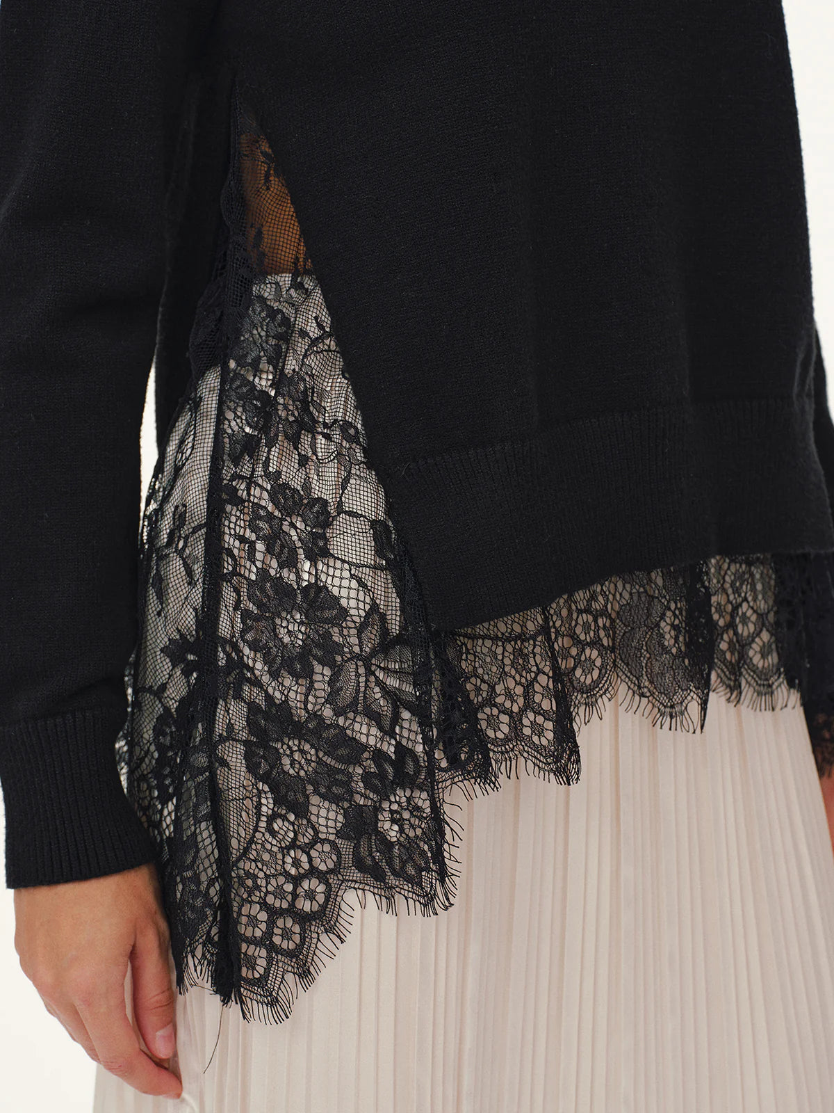 Lace Panel Knitted Sweater