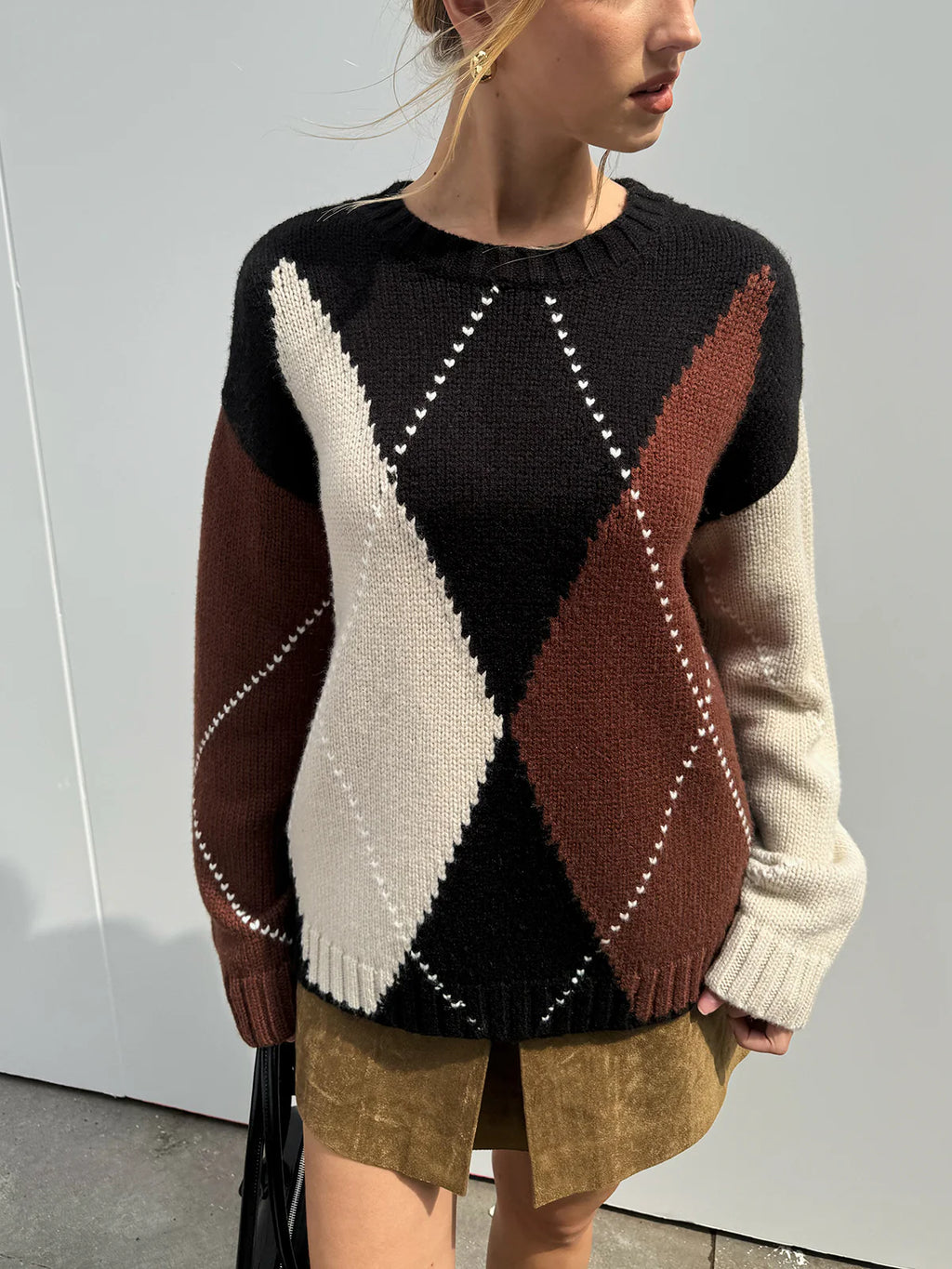Multi-Color Argyle Wool-Blend Sweater