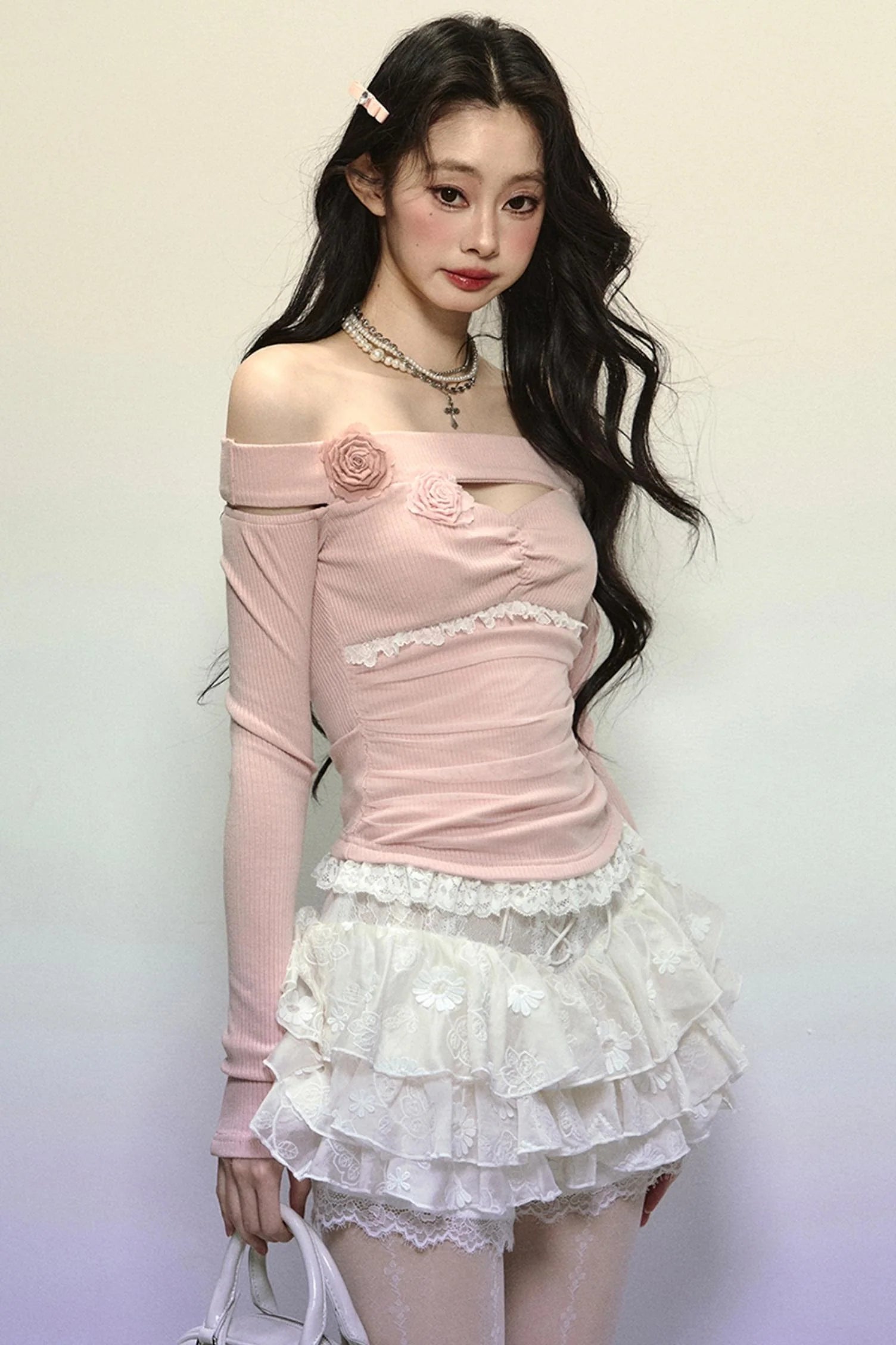 High-Waisted Jacquard Short Skirt