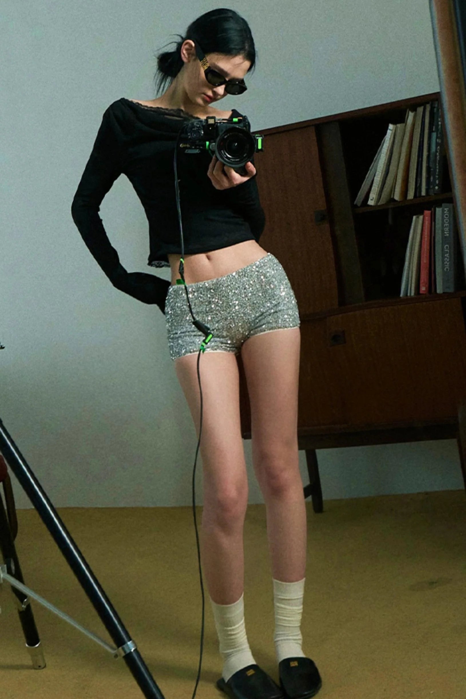 Cut-Out Lace Slimming Knit Top
