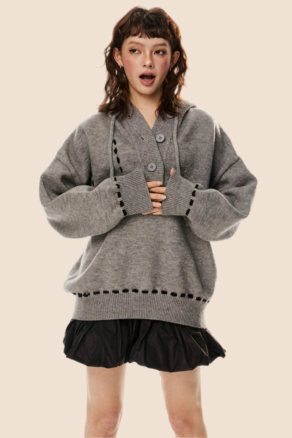 American Retro Drawstring Hooded Top