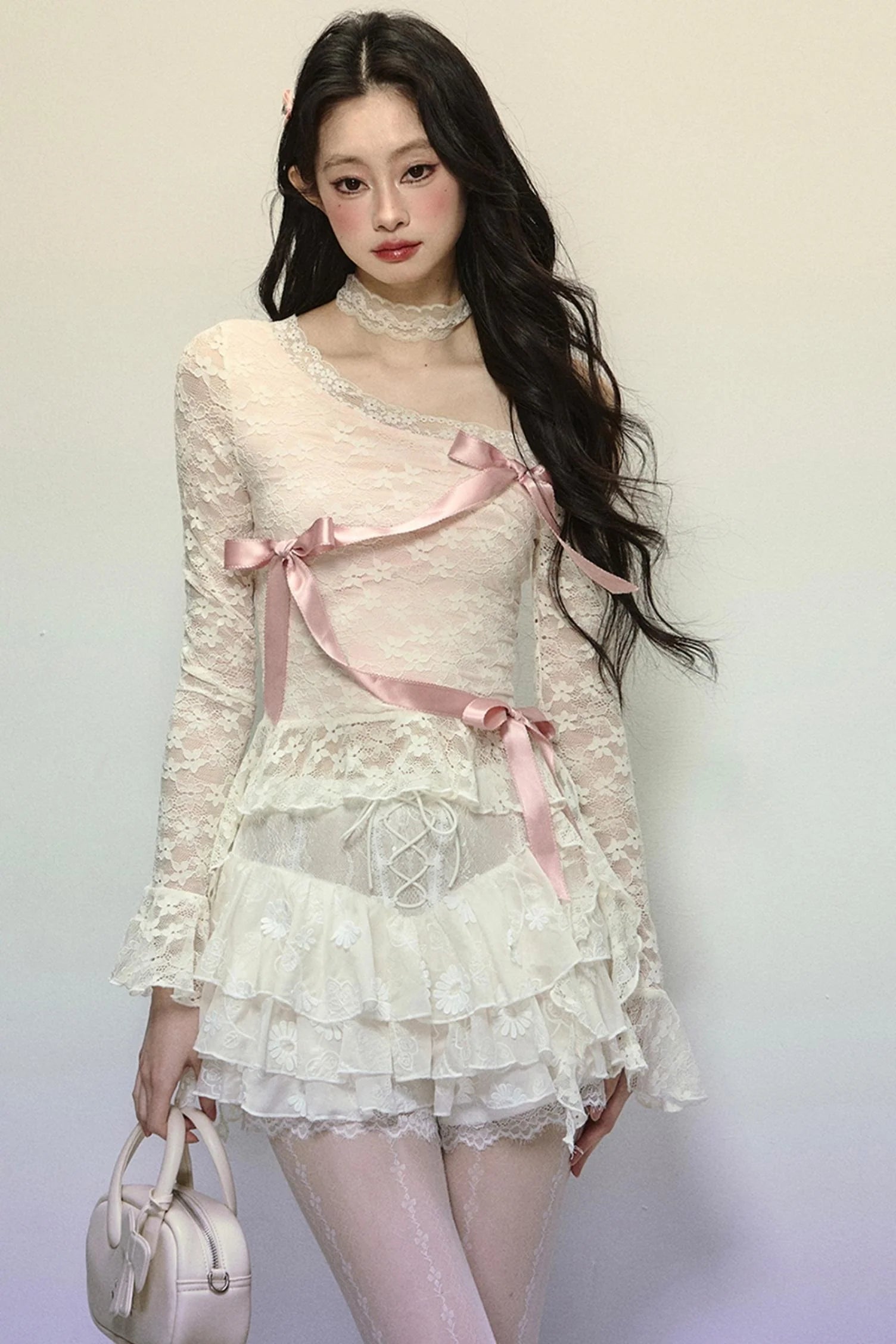 High-Waisted Jacquard Short Skirt