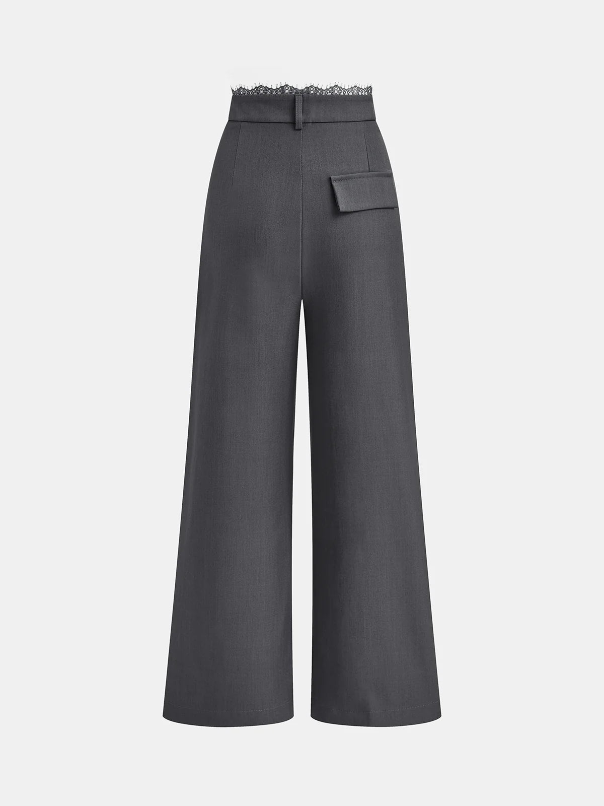 High-Waist Lace Trim Wide-Leg Pants