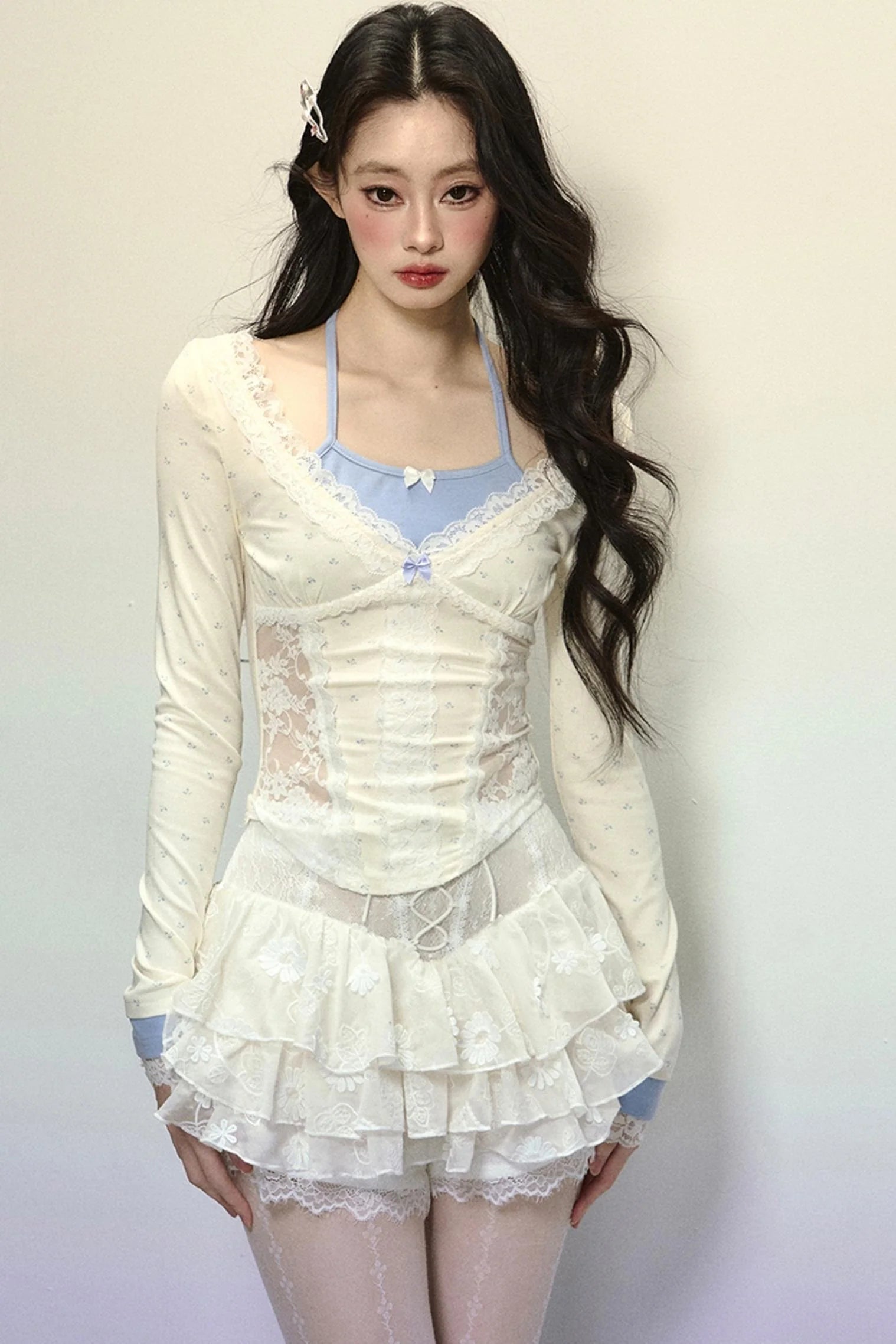 High-Waisted Jacquard Short Skirt